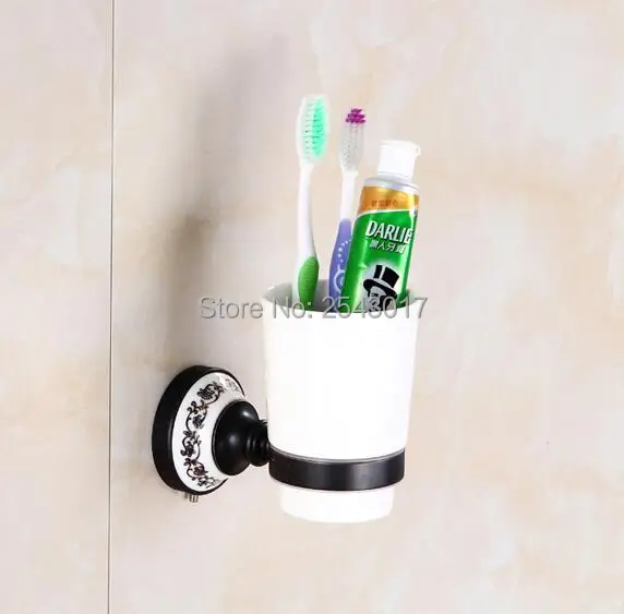 Керамический держатель для чашки и стакана настенный черный бронзовый Держатель