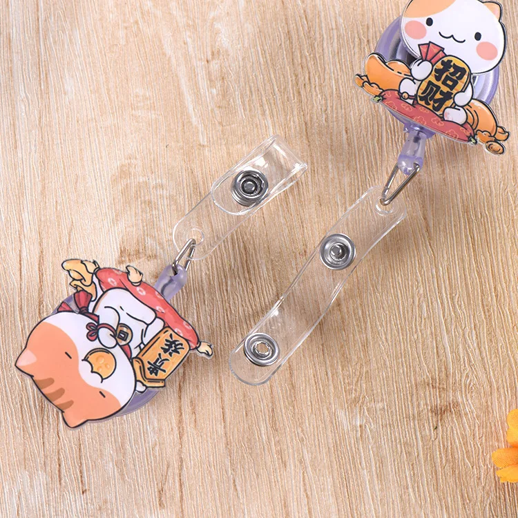 С изображением из мультфильма Lucky Cat раскладной держатель для бейджа ремешки кличка визитница держатель медсестры студент сотрудник карты клип офис