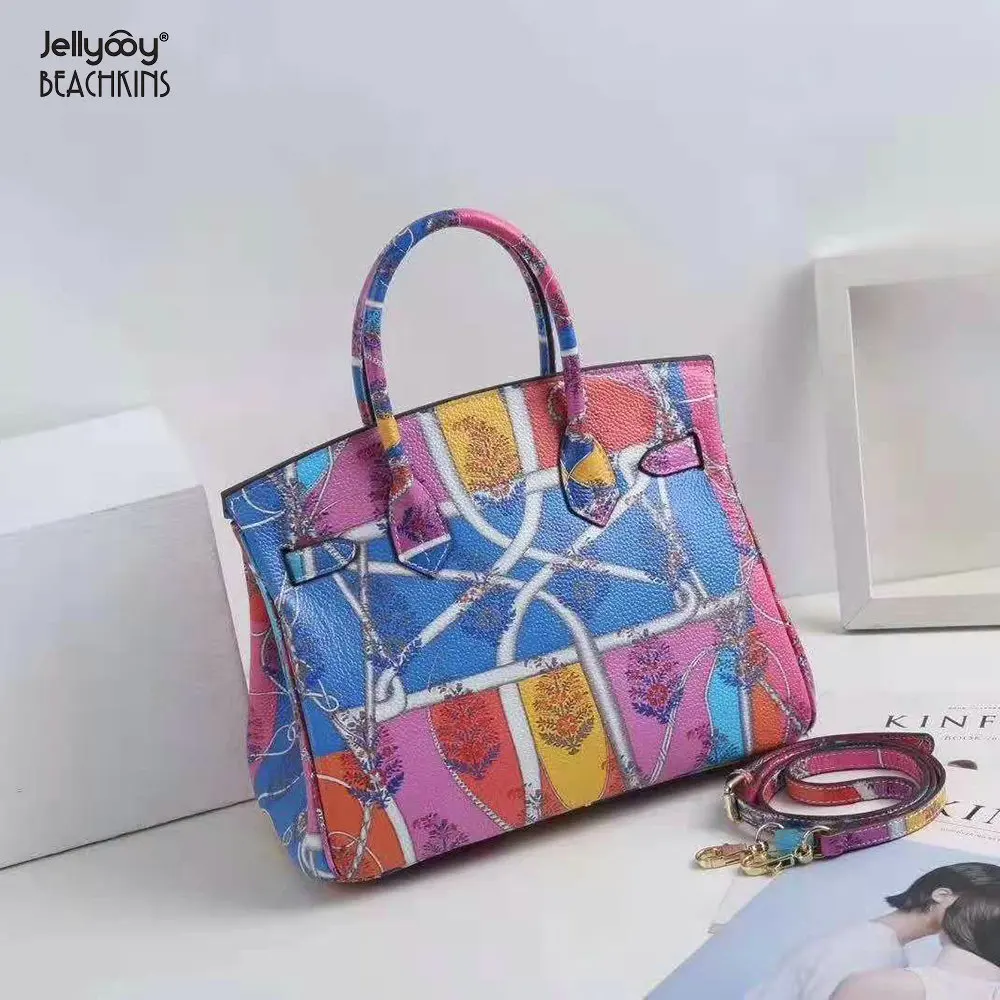 Jellyooy Beachkins Женская замок клапаном из натуральной кожаные сумочки 30 см Полный