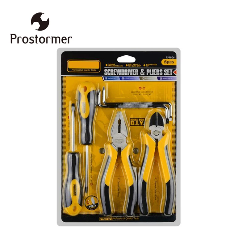 Prostormer 6 шт. Набор отверток электрик Магнитная шлицевая отвертка рhillips плоскогубцы Z Образный набор инструментов для дома D253002