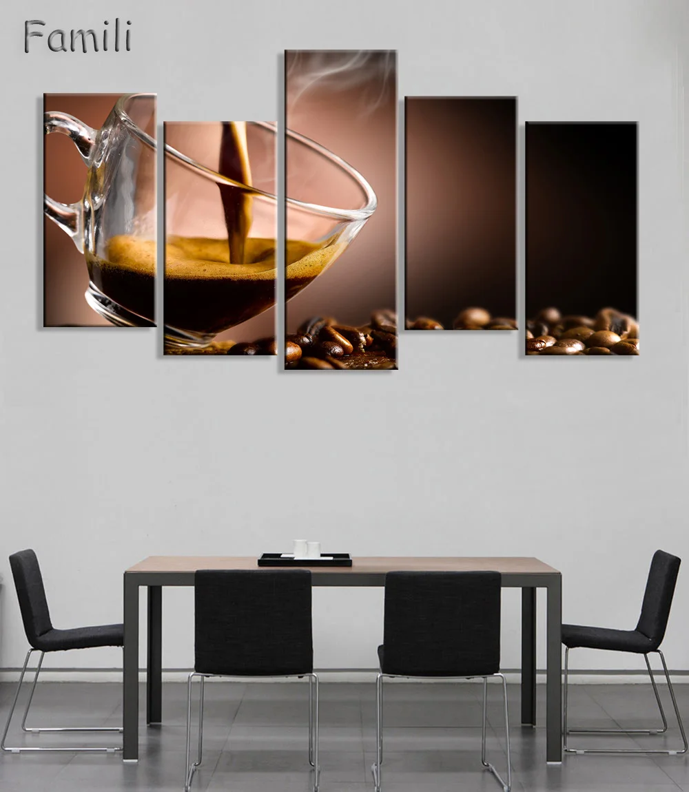 5 шт. настенная Картина на холсте кофейная чашка кофейные зерна|print pictures canvas|picture