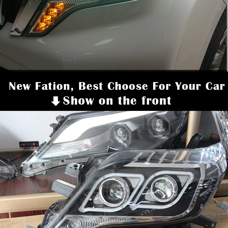 KOWELL автомобильный Стайлинг головная лампа для Toyota Prado, фара, светодиодный фонарь, Ангел глаз, ближний свет, DRL, биксеноновые линзы, HID, весь набор