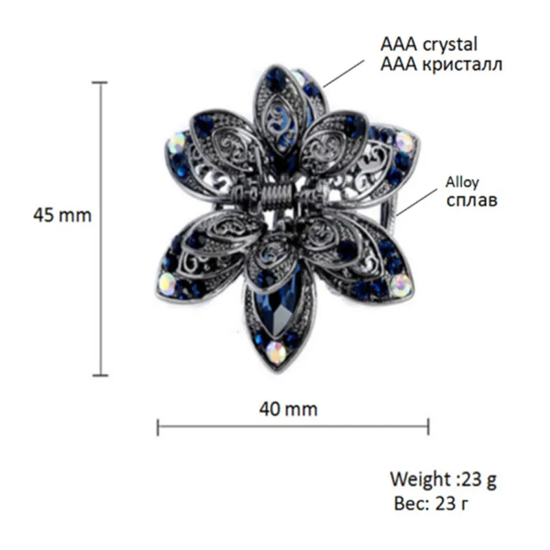 

High Quality Flowers Hair Claws For Women Hair Ornaments Crystal Crab Clip Bride Wedding Hair Jewelry Accessories