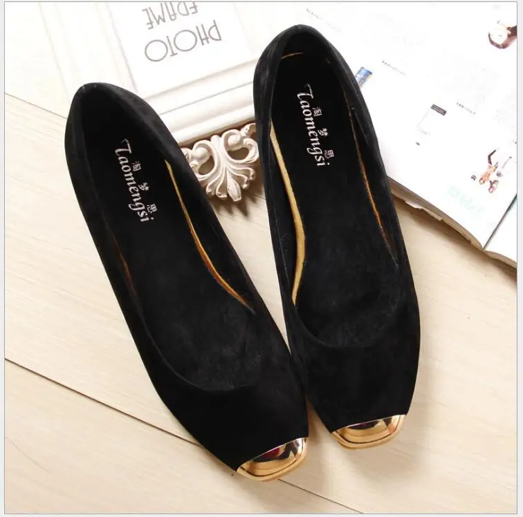 

RUSHIMAN New style Women's shoes Black yellow blue Flat boat shoes comfortable Women Ballet Flats