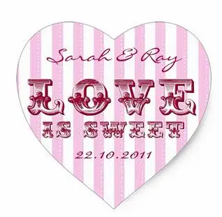 

1.5inch Pink and white Candy stripe love is sweet sticker
