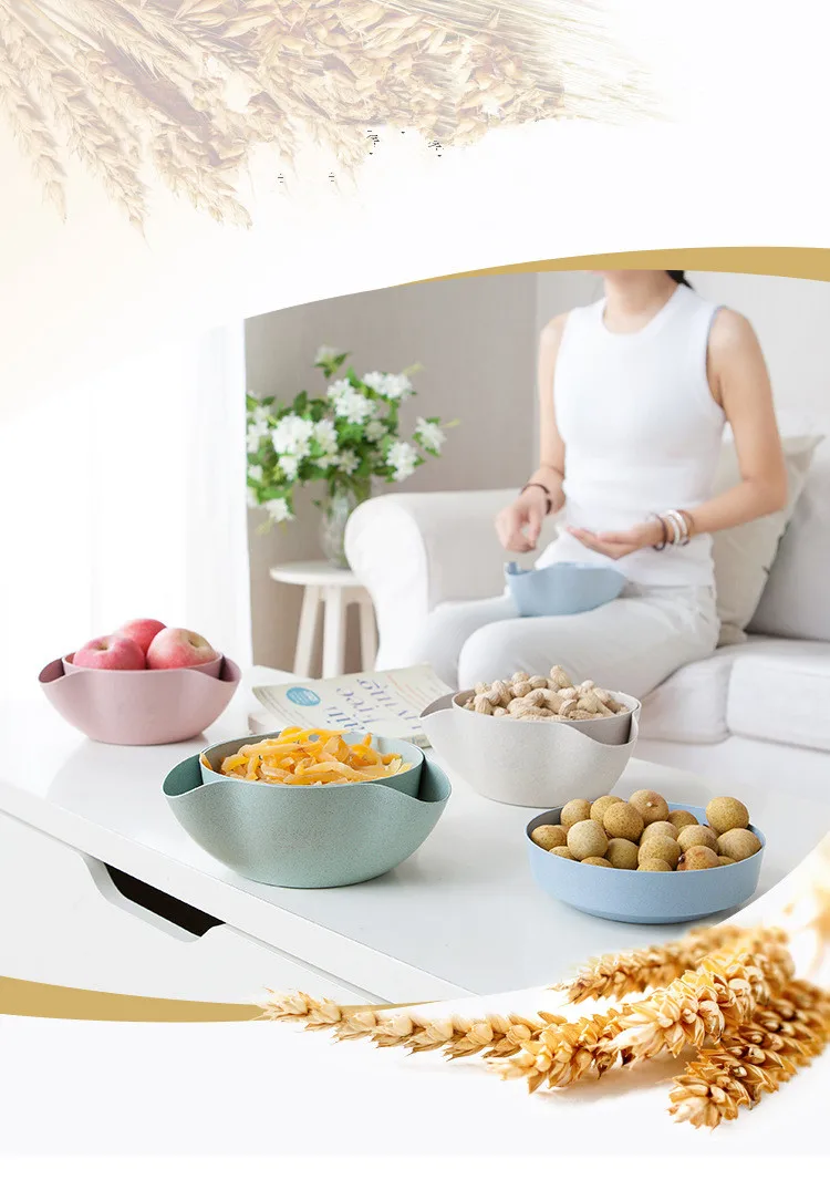 1 шт. креативная здоровая Пшеничная солома двухслойная тарелка для фруктов