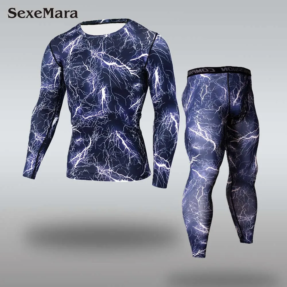 Sets Мужское камуфляжное компрессионное термобелье для бега, комплекты для фитнеса, мужские спортивные костюмы, кальсоны, Мужская одежда для спортзала, тренировок, трико - Цвет: Sets