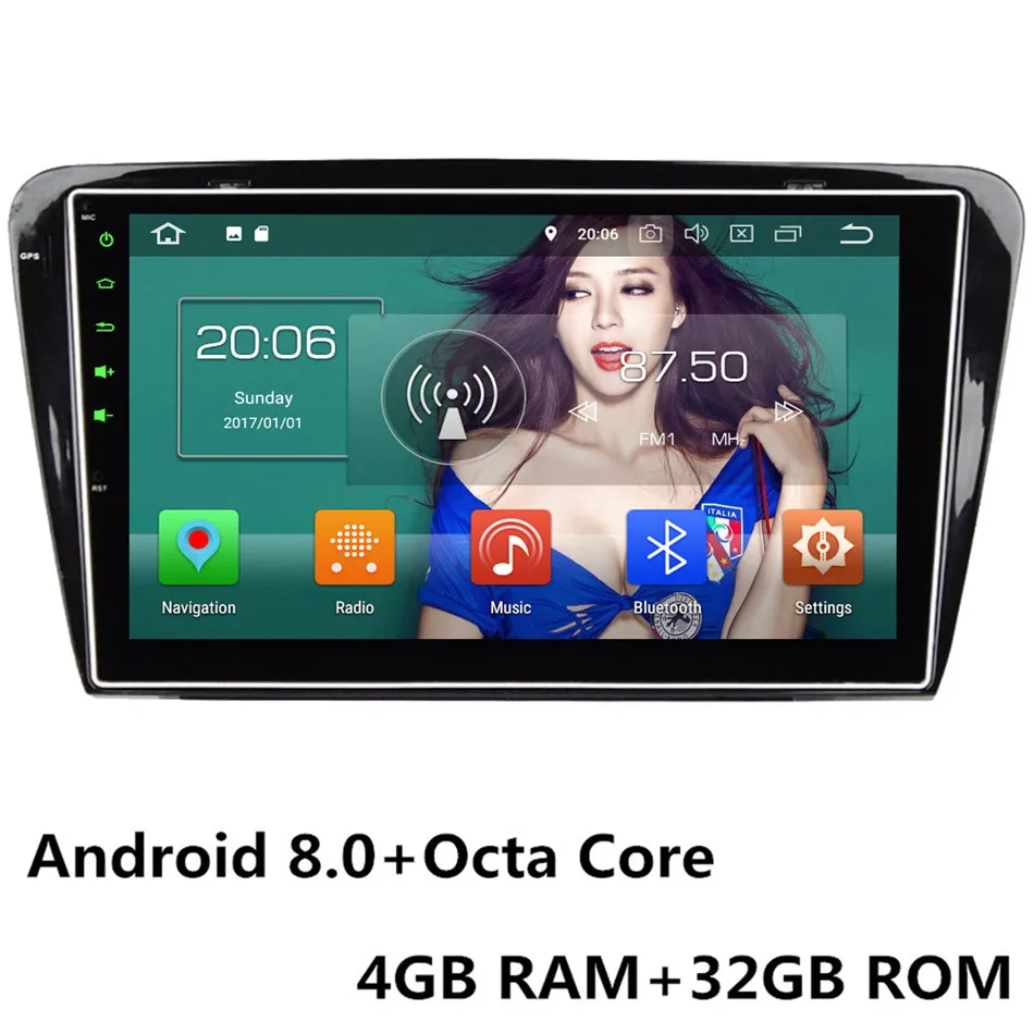 10," ips Восьмиядерный 4G Android 8,1 4 Гб ОЗУ 64 Гб ПЗУ RDS BT автомобильный DVD мультимедийный плеер Радио стерео для Skoda Octavia A7 - Цвет: Android 8.0 x 32GB