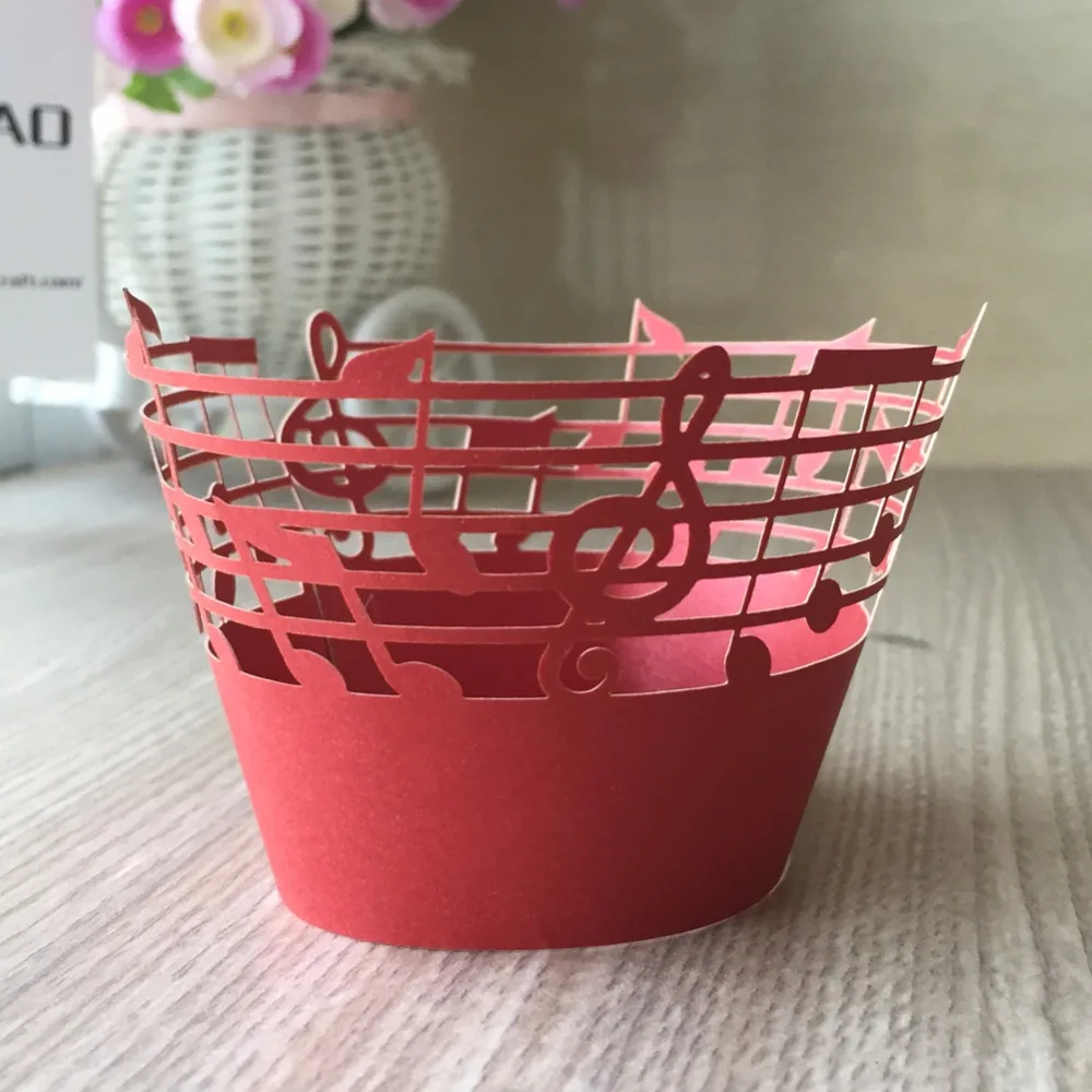 

100PCS/Lot Music theme Laser Cut Pearl Cupcake Wrapper Liner Baking Cup For Home Wedding / Birthday / Christmas Party Decoration