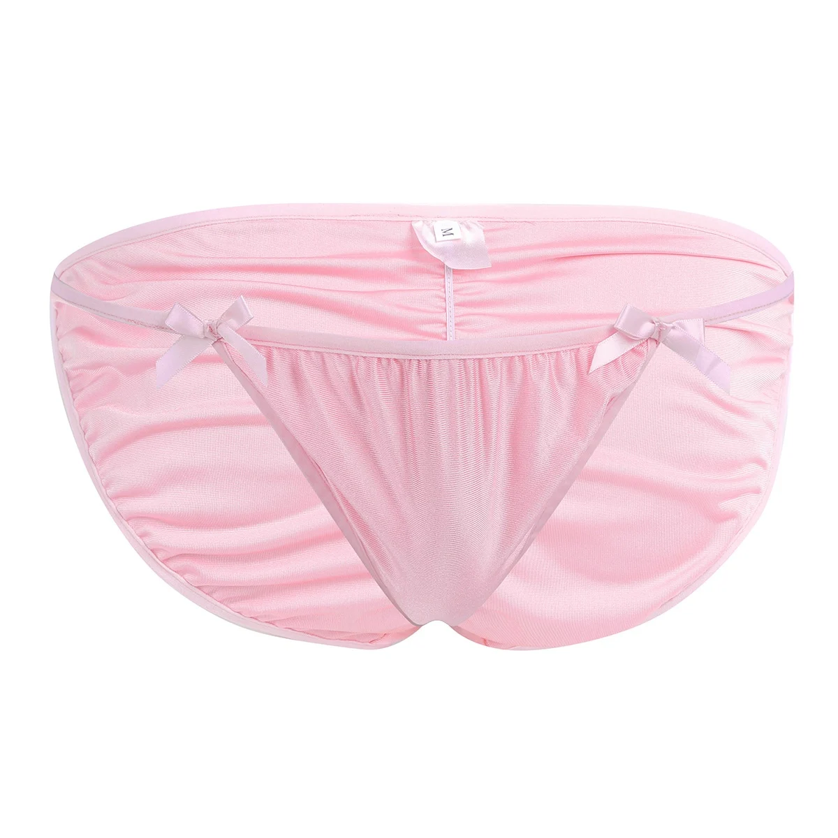 Pink MSemis, мужские трусы, нижнее белье, бантики, бикини, трусы для геев, мужское нижнее белье, низкая посадка, трусы, Hombre Brief, шорты - Цвет: Pink