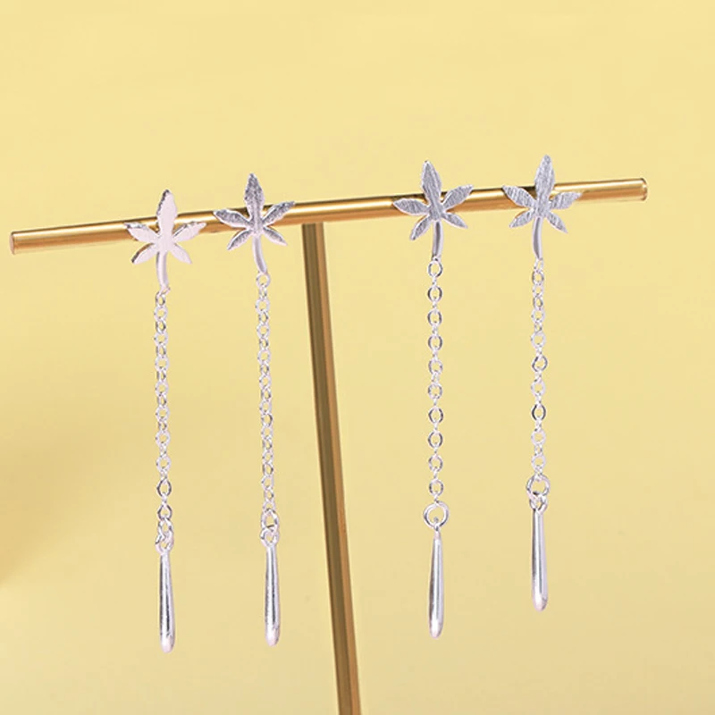 

Maple Leaf Earrings for Women Plant Jewelry Punk Silver Color Long Chain Tassel Earring Lady Wedding Christmas Jewelry Earring