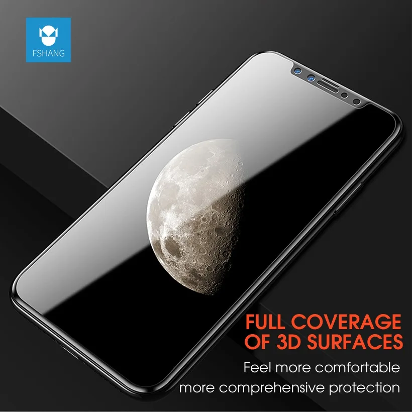 Fshang 3 шт 3D Экран протектор Закаленное Стекло для iphone х Мягкий edge Full Cover закаленное