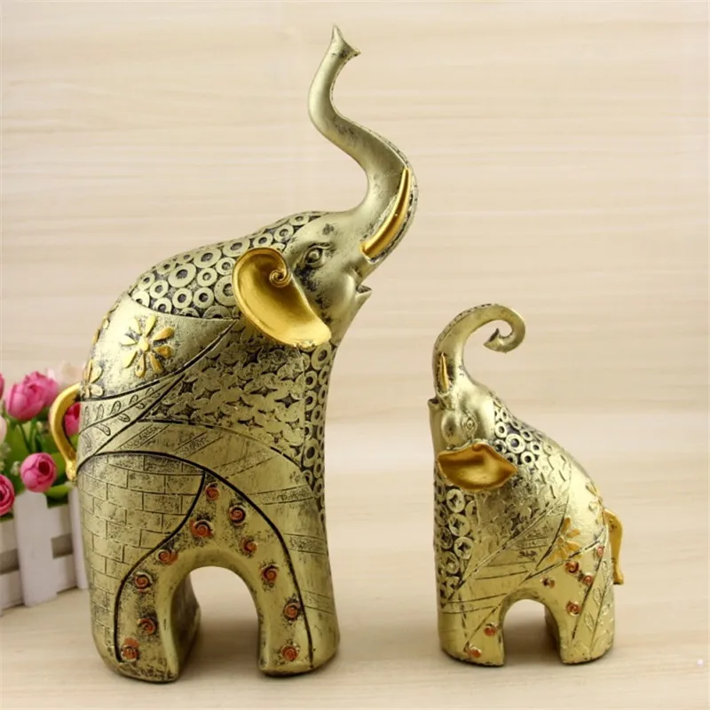 2018 European Style Elephant Statue Crafts Animal Ornaments Home Decor Lucky Living Room Cabinets Decoration Wedding Gifts | Дом и сад