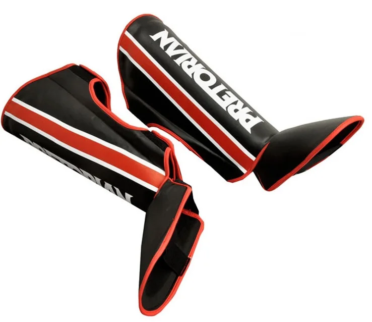 Black and red 1 пара ММА бренд PRETORIAN щитки Муай Тай Санда Муай Тай кикбоксинг леггинсы Pretorian щитки лодыжки защита - Цвет: Black and red