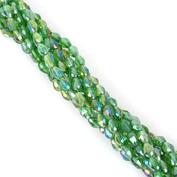 Grass green-AB Стиль, 70 шт./лот, цветные бусины в форме капли воды, 5X7 мм, стеклянные бусины для рукоделия, аксессуары для ювелирных изделий ручной работы - Цвет: Grass green-AB