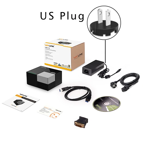 Черный Универсальная док-станция Wavlink Внешний USB 3,0 Dual Video DisplayLink usb-хаб Full HD 1080P 2048x1152 DVI HDMI для портативных ПК - Цвет: Черный