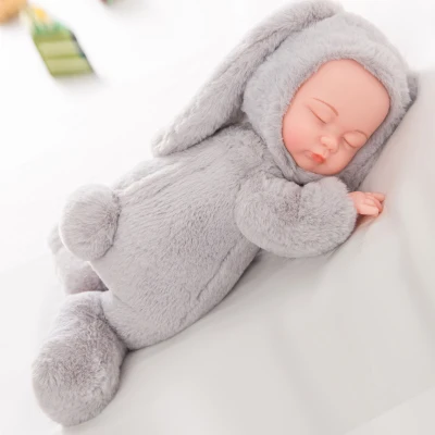 Gray rabbit Kawaii спящие детские куклы, мягкие ПВХ детские плюшевые игрушки для девочек, рождественский подарок, высокое качество, кукла bebe, Реборн, детские игрушки - Цвет: Gray rabbit