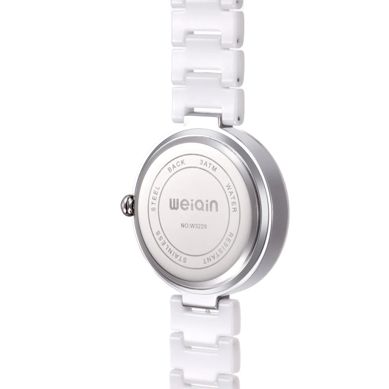 WEIQIN Ceramic Women Watches Luxury High Quality Water Resistant White Dress Rhinestone Skeleton Engraving Montre Femmer | Наручные часы