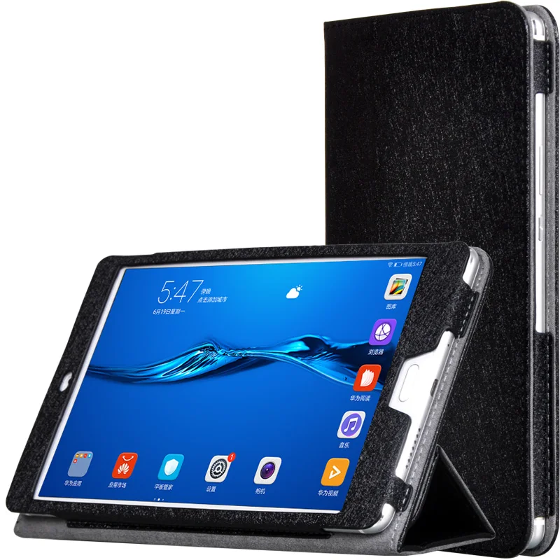 Ультратонкий чехол книжка из искусственной кожи с шелковой подставкой для Huawei