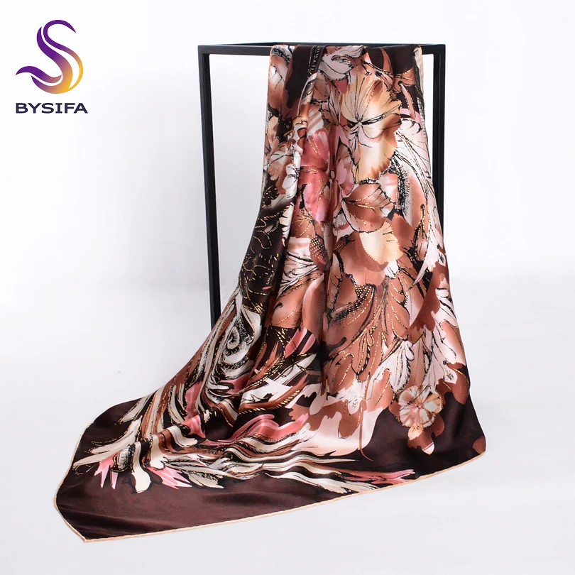 Весенне осенний кофейный женский шелковый шарф шаль 2017 Новый Дизайн брендовые