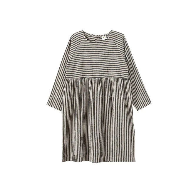 Vintage Girls Dress 2018 New Children's Striped Long-sleeved Cotton Loose The 4-15year Big Girl's Parent-child | Детская одежда