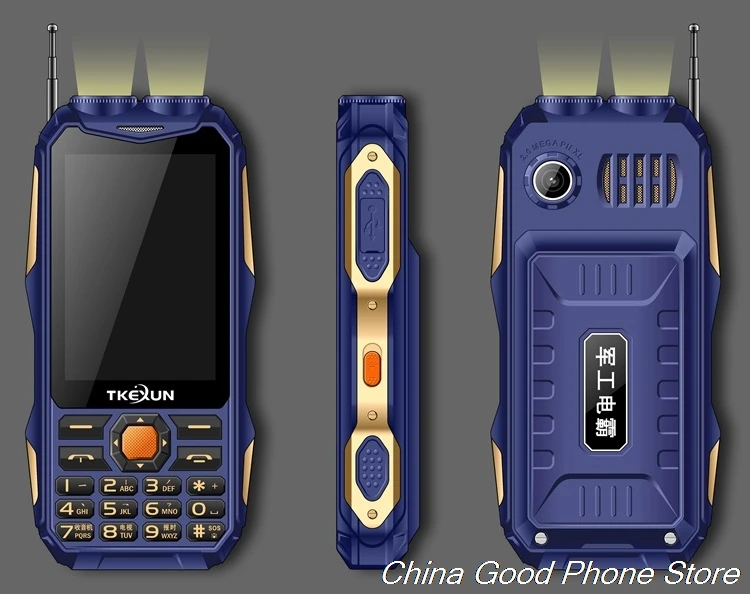 Analog TV Phone Big Battery Power Bank Supper Dual Flashlight 3.5inch Touch Screen Dual Sim Mobile Cellphone TKEXUN Q8