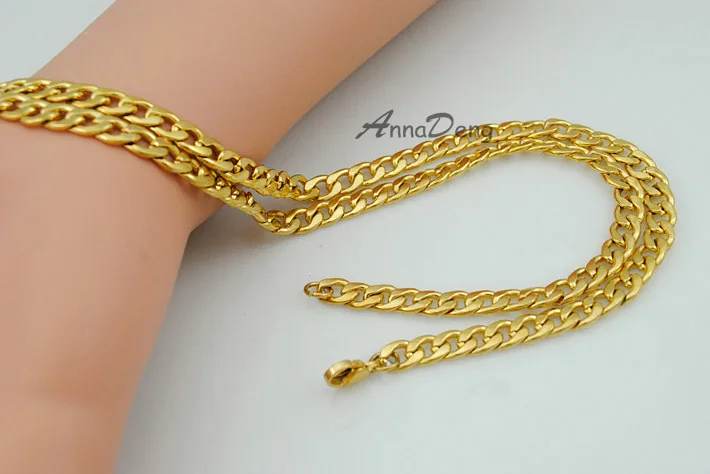 

Anniversary fashion stainless steel mens gold color chain necklace jewelry punk rock biker jewelry AN211