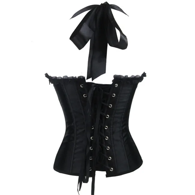Сексуальное нижнее белье Vocole готический атласный однотонный корсет с лямкой на