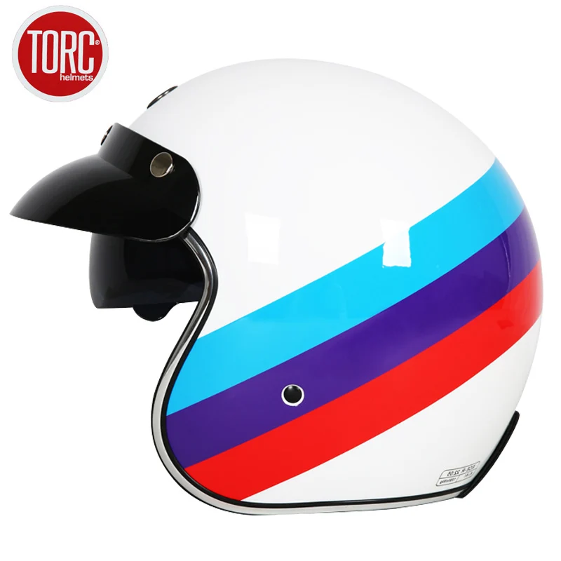Мотоциклетный гоночный шлем TORC T57 винтажный с открытым лицом 3/4 для мотоциклистов