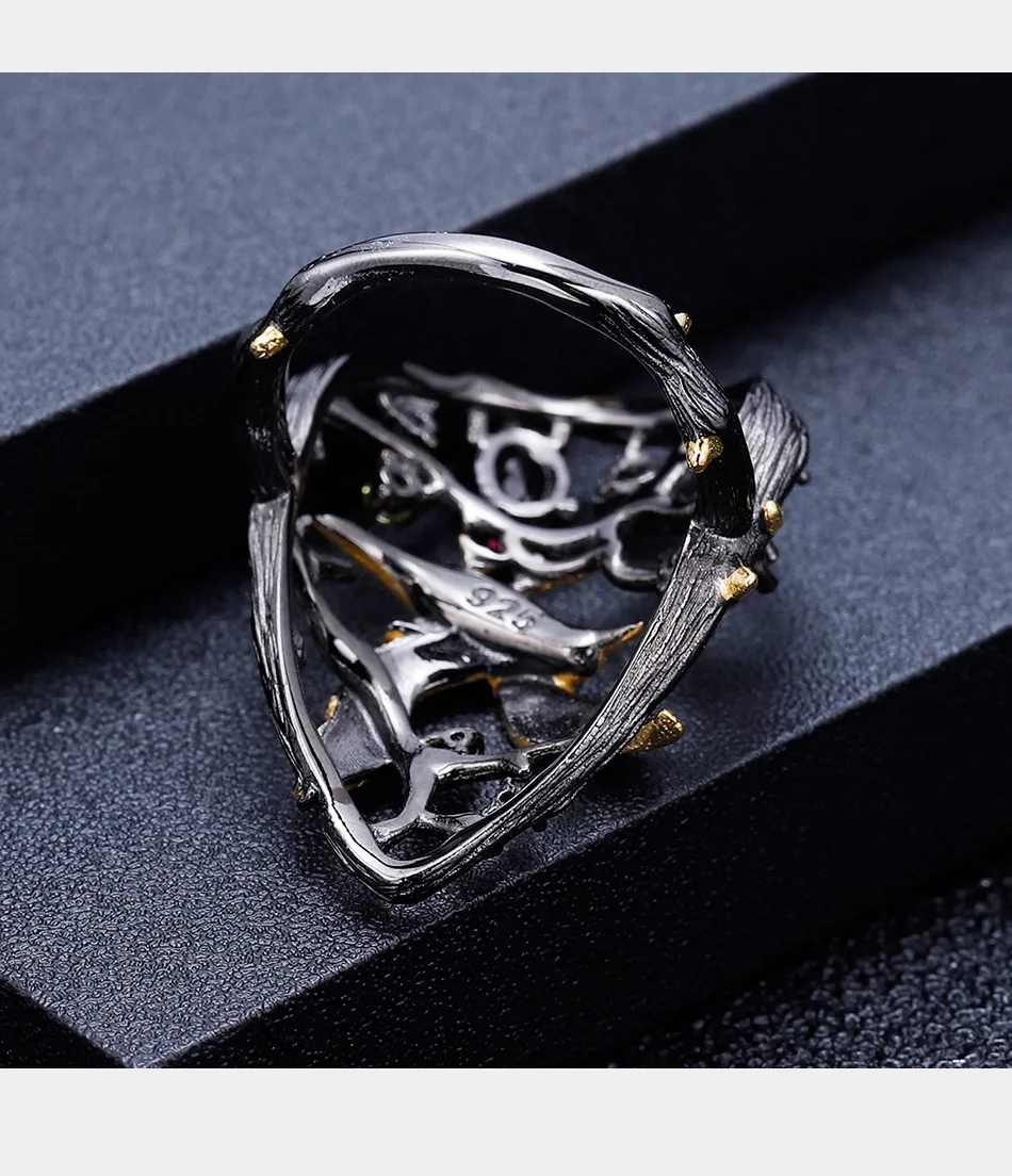 GEM'S балетное 925 пробы Серебряное кольцо ручной работы 0.85Ct натуральный родолит гранат птица дерево Груша Кольца для женщин драгоценные камни ювелирные изделия