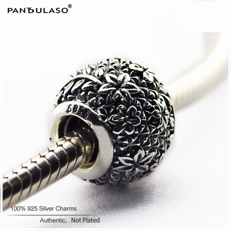 100% 925 стерлингового серебра Медовое цветок и сад с подвесками в виде бус