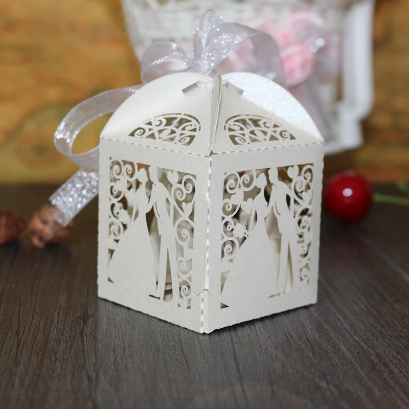 50 шт. Высокое качество Любовь Сердце Лазерная резка конфеты подарочные коробки