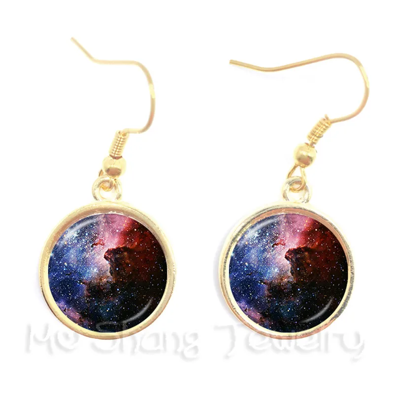 Серьги Galaxy Nebula Вселенная Галактики 16 мм стеклянные серьги с кабошоном модный