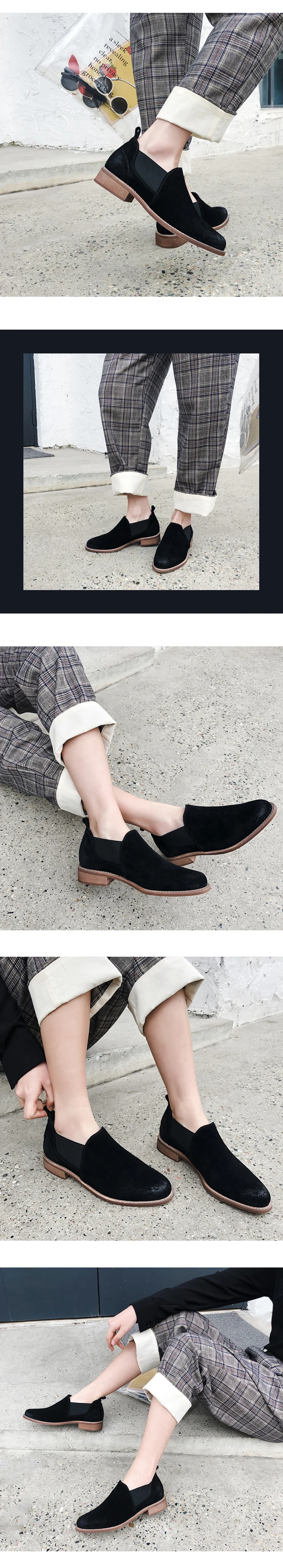 women's Genuine Leather Pumps 22-24.5 cm Low heel round toe vintage Fashion casual shoes Spring and autumn wild sexy Hand made