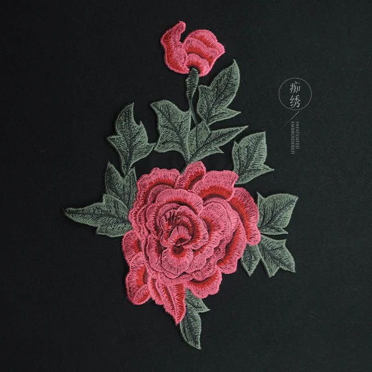 Трехмерные пионы искусственная кожа нашивка для одежды вышитый кусок больших