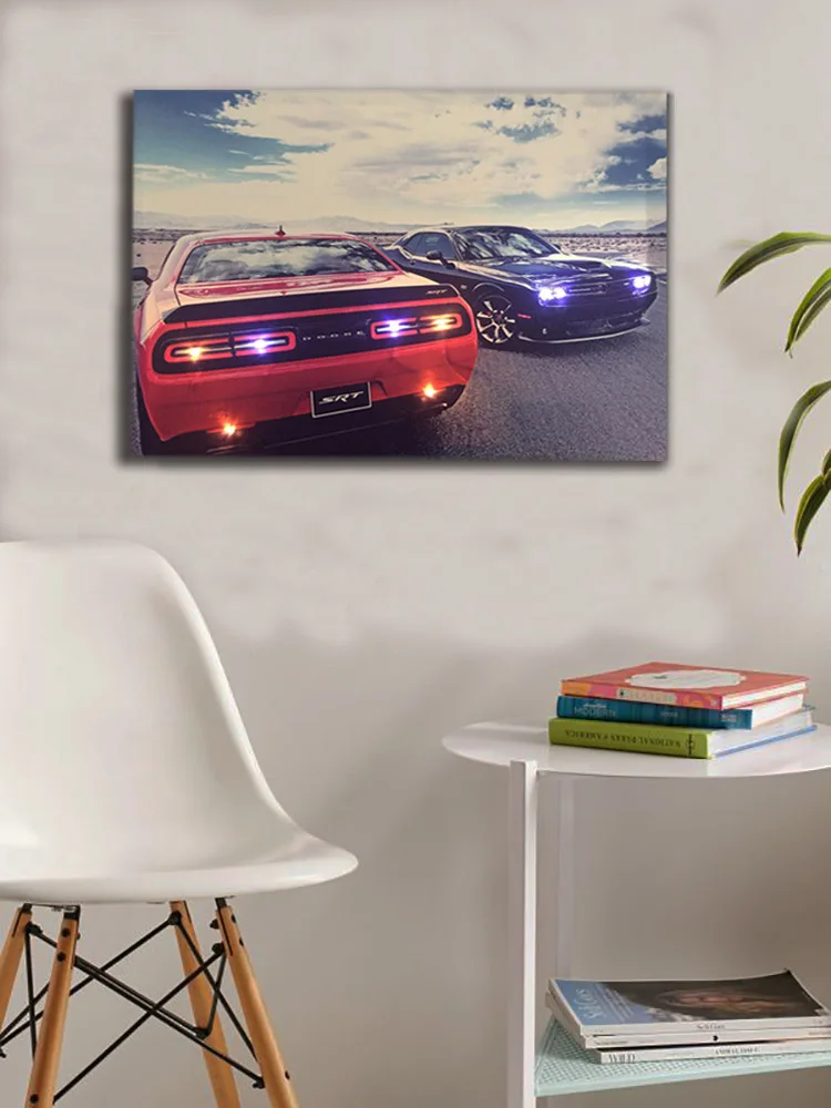 Ретро спортивный автомобиль Chevrolet Impala 1960S с SRT Настенная картина светильник светодиодный холст печать искусство в рамке живопись подарок для украшения дома