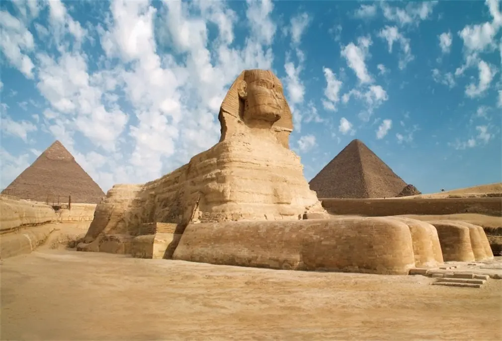 Фон для фотосъемки Сфинкс и Пирамида хафре Каир Египет Landmark Photo Background |