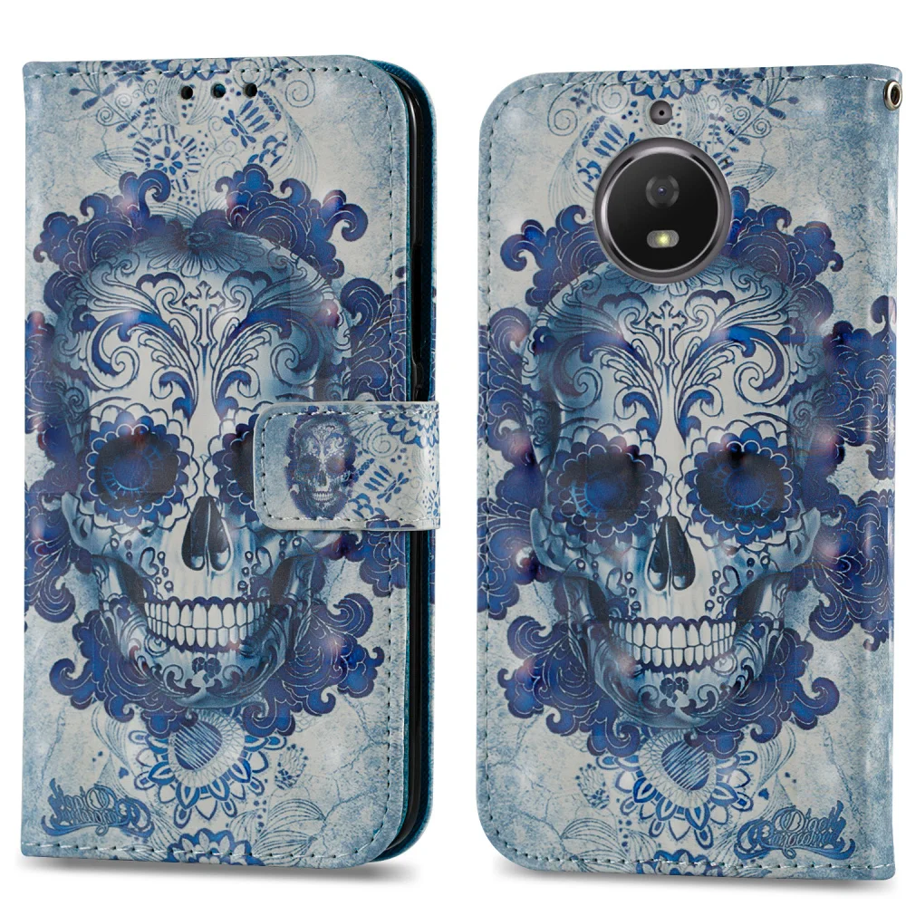 Чехол для Moto G5s Dream Flower Skull С 3D рисунком кожаный чехол Motorola Plus корпуса телефона