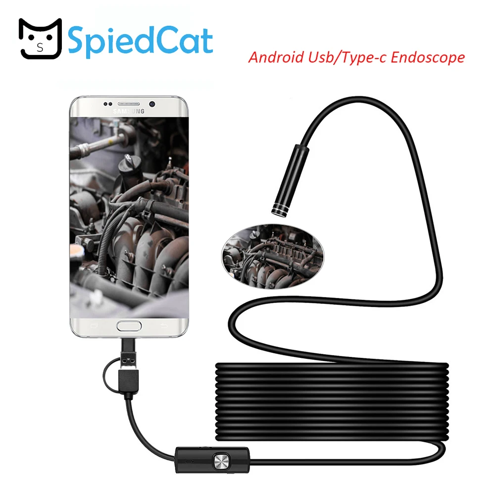 8 мм 1200P Android PC эндоскоп мини камера USB TypeC инспекционный Полужесткий 1 м кабель