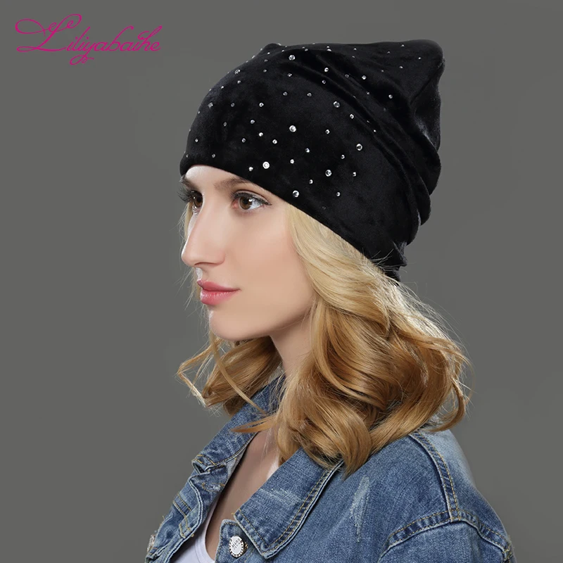 Liliyabaihe женская осенняя и зимняя шапка для девочек шляпы женщин Skullies шапочки пух