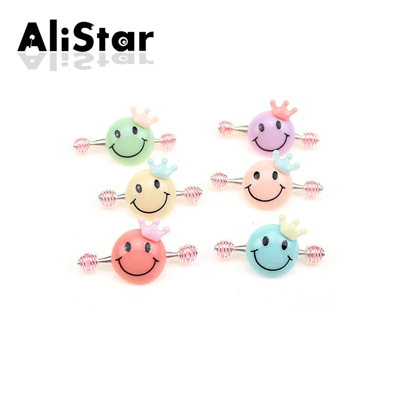Милые заколки для волос девочек модные с милым дизайном улыбки детские