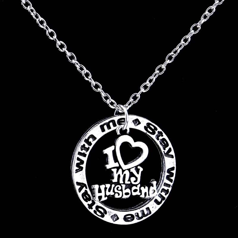 Silver Plated I Love My Husband Stay With Me Pendant Necklace Chain Choker Collier Women Men Jewelry Xmas Gifts Brincos Party | Украшения и