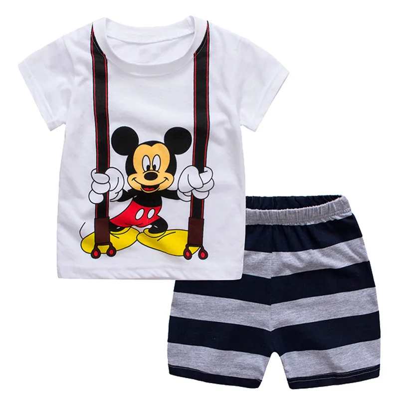 Mickey TZ7060 Г. Одежда для мальчиков детская одежда с изображением Человека-паука, Микки, Conjunto Infantis летний спортивный костюм пижама для мальчиков, Vetement Ensemble Garcon - Цвет: Mickey TZ7060