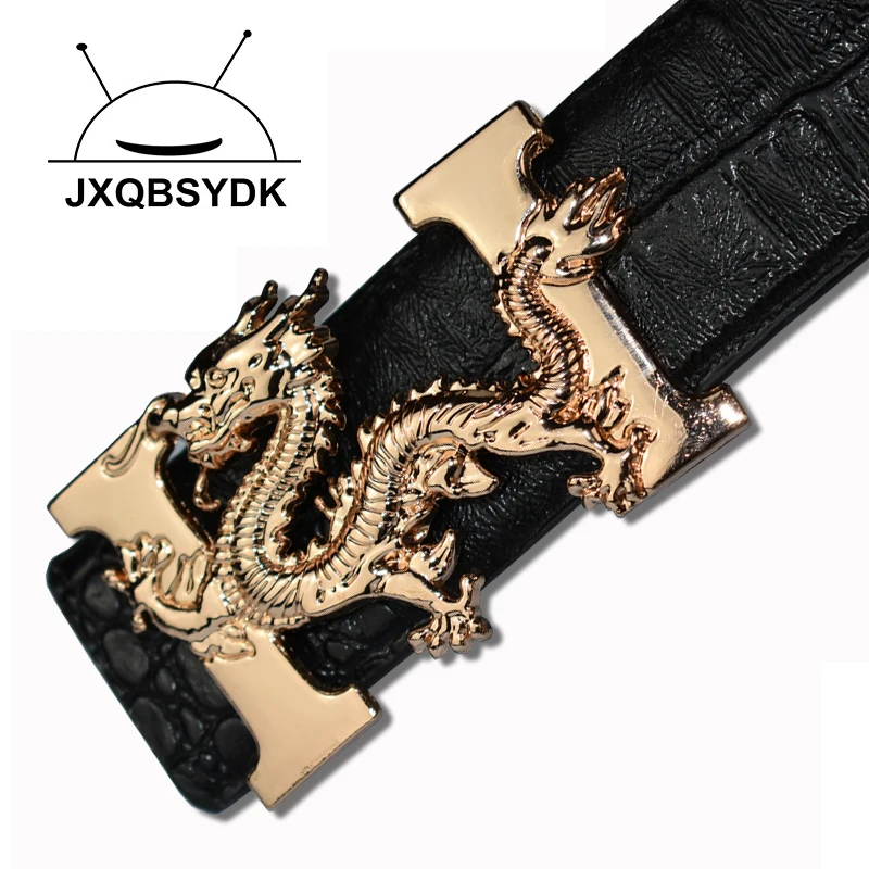 

JXQBSYDK New Chinese Dragon Fashion Cool Men Belts Crocodile Pattern Male Waist Strap Mens Leather Belts Hommes Ceintures