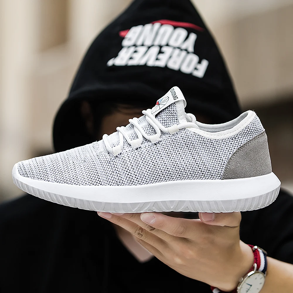 2020 летние мужские сетчатые туфли Летающий Плетеный светильник дышащая