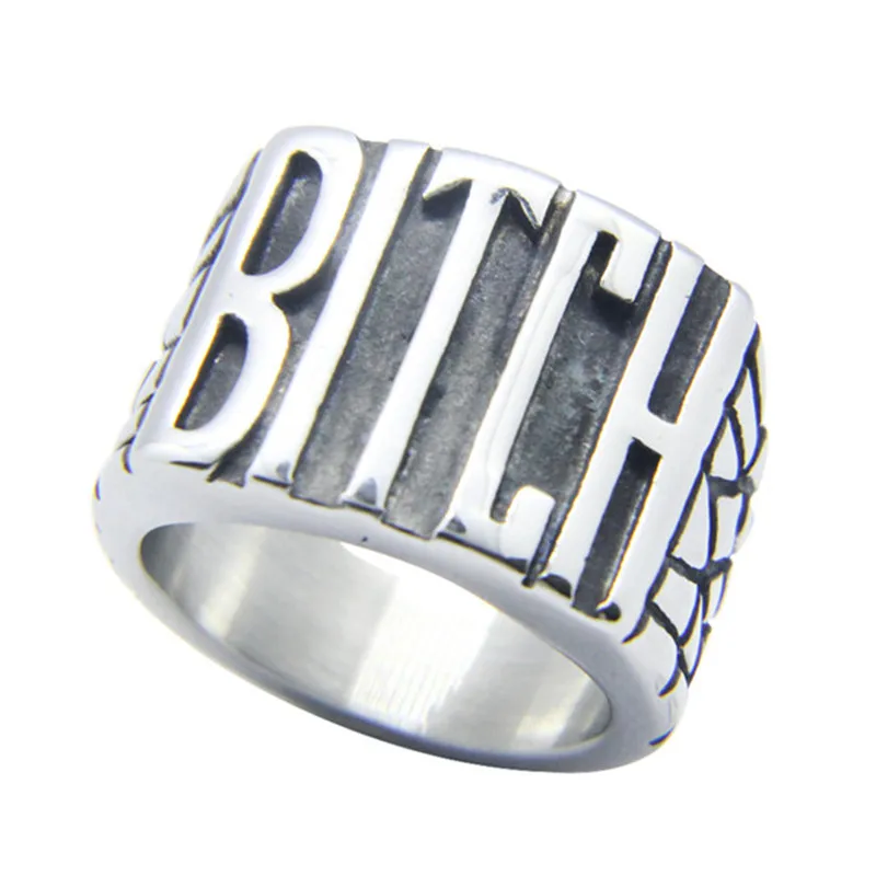 

5pcs/lot Size 5-10 Newest BITCH Ring 316L Stainless Steel Jewelry Hiphot Style Biker Unisex Ring