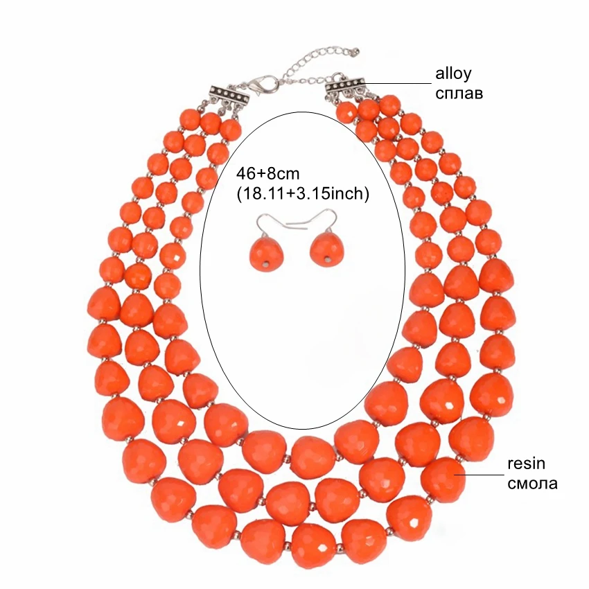 Набор украшений ручной работы DiLiCa многослойные большие бусины подвески