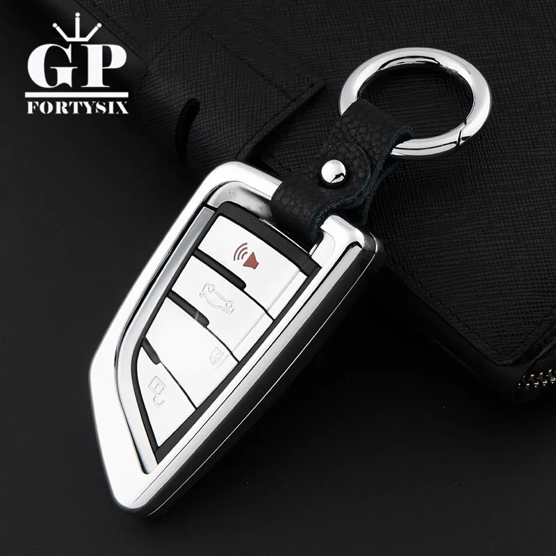 2017 Car Covers Styling Zinc Alloy+Leather Chain Steel Rings Handmade Key Fob Case Cover Shell Holder For BMW X1 X5 X6 | Автомобили и