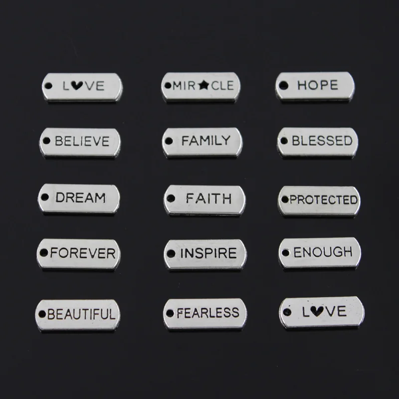 10 шт. брелоки forever faith hope brave love blessed believe dream бесстрашные для всей семьи 2х8 мм