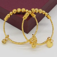 adixyn two pieces ball bangles for babykids gold color ethiopian braceletbangle trendy african arab jewelry